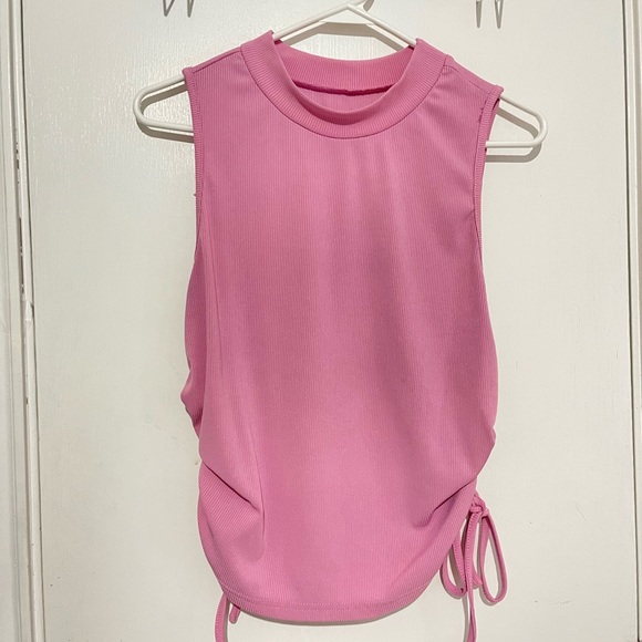 Rib Knit Drawstring Ruched Tank Top - Picture 2 of 2